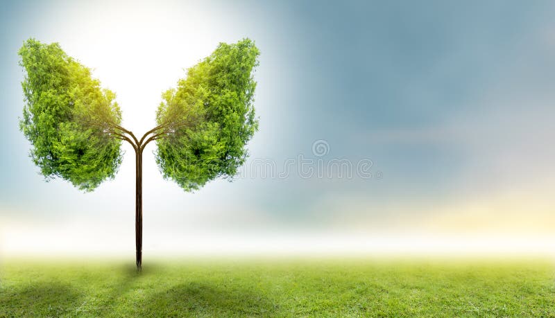 Illustration of lung tree Environment and Medicine royalty free stock images