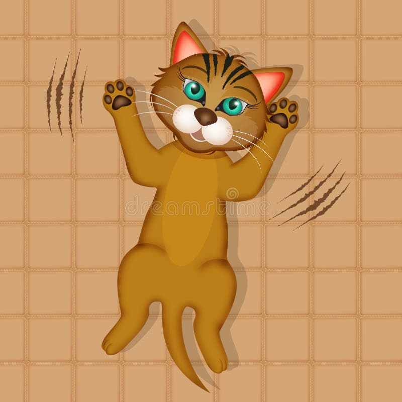 Lying Cat Scratches the Bed Stock Illustration Illustration of cuddle