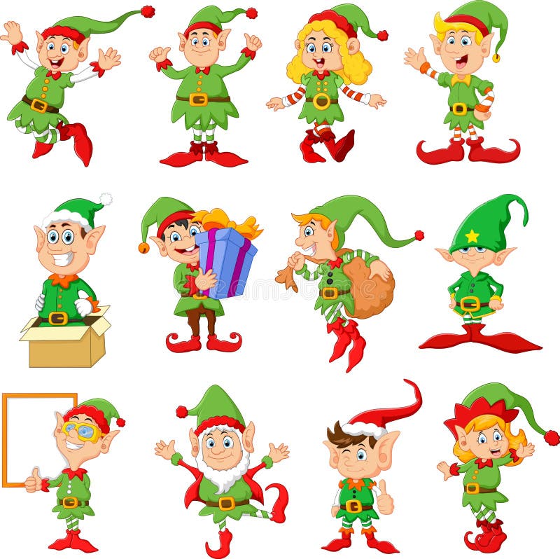 Illustration of many elfs cartoon