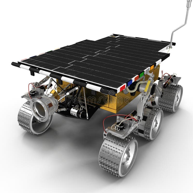 3D-Illustration des Mars Rover Sojourner auf weißem Hintergrund lizenzfreie abbildung