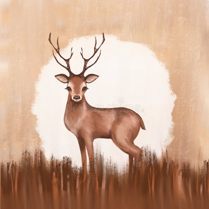 Illustration mignonne avec des cerfs. Animal forestier illustration de vecteur