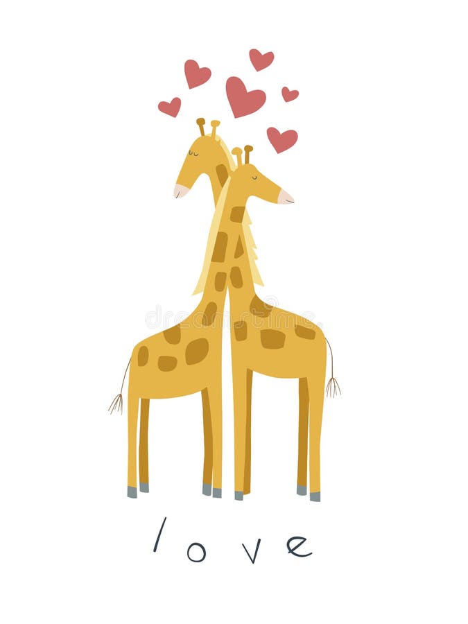 Illustration mignonne des girafes dans l'amour illustration stock Illustration mignonne des girafes dans l'amour illustration stock