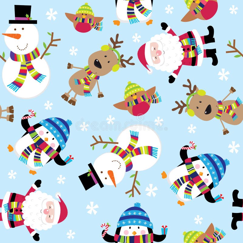 Illustration mignonne sans couture de Santa et d'amis illustration de vecteur Illustration mignonne sans couture de Santa et d'amis illustration de vecteur