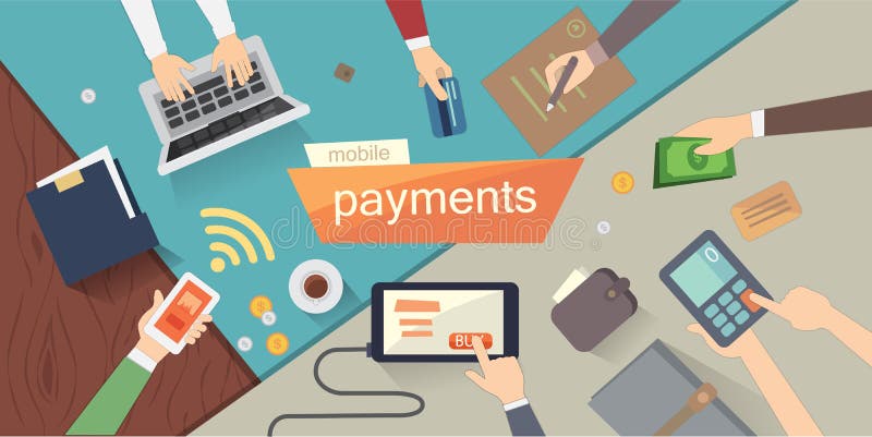 Illustration mobile de vecteur de paiements opérations bancaires mobiles ou opérations bancaires en ligne Mains humaines suppléme illustration libre de droits Illustration mobile de vecteur de paiements opérations bancaires mobiles ou opérations bancaires en ligne Mains humaines suppléme illustration libre de droits