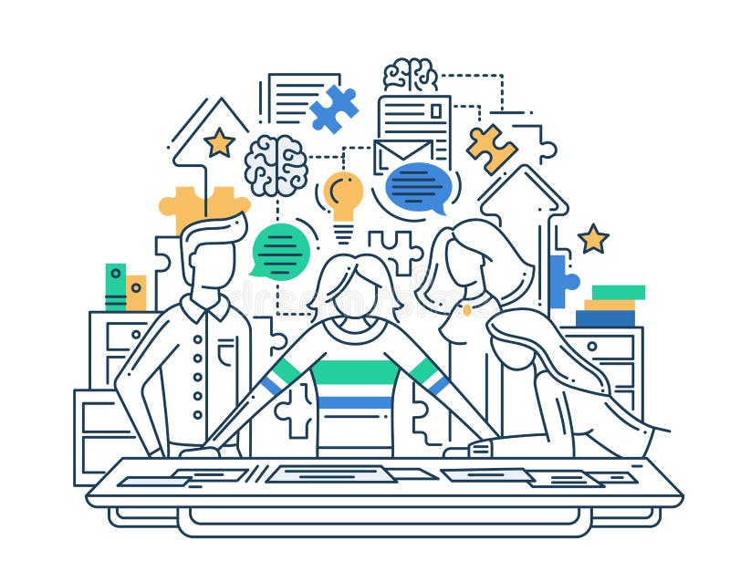 Illustration of modern line flat design creative stock illustration