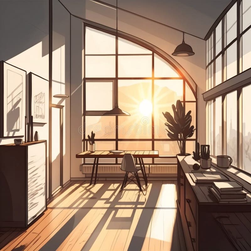 A modern minimalist luxury bedroom with ivory walls and one sage green ...