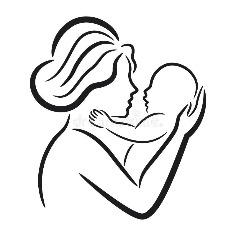 Mother and her baby symbol stock vector. Illustration of drawing ...