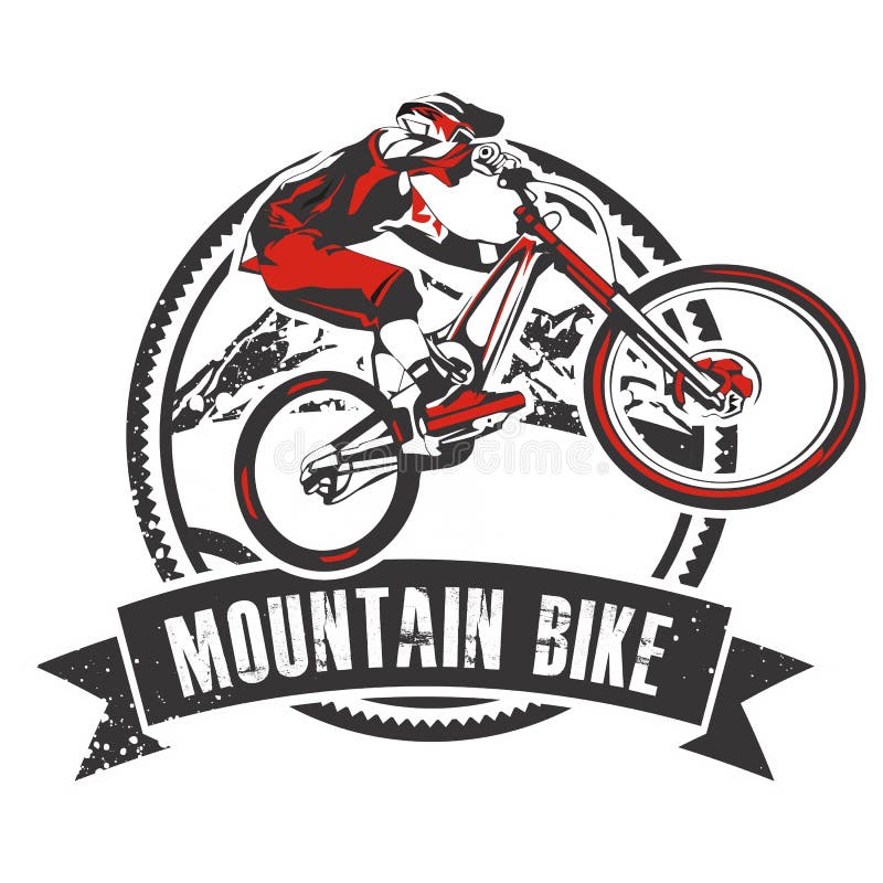 Mountain biker badge with banner