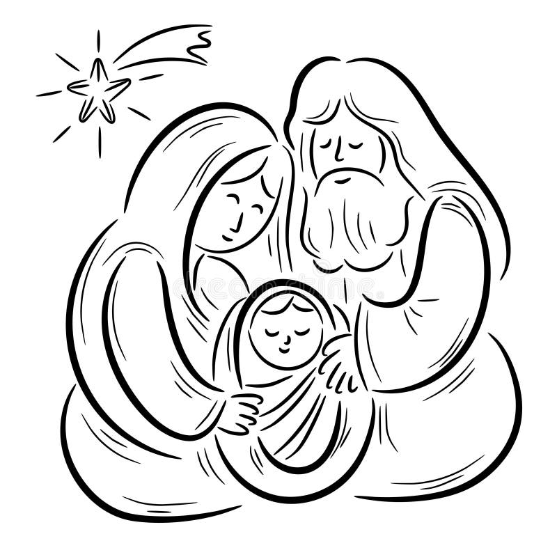 Manger Scene with the Birth of Jesus Stock Vector - Illustration of ...
