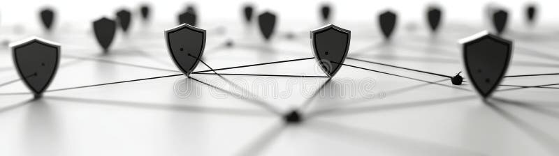 An illustration of a neural network representing artificial intelligence technology. Big data cybersecurity. Connected. Shield artificial intelligence stock images, royalty-free photos and pictures