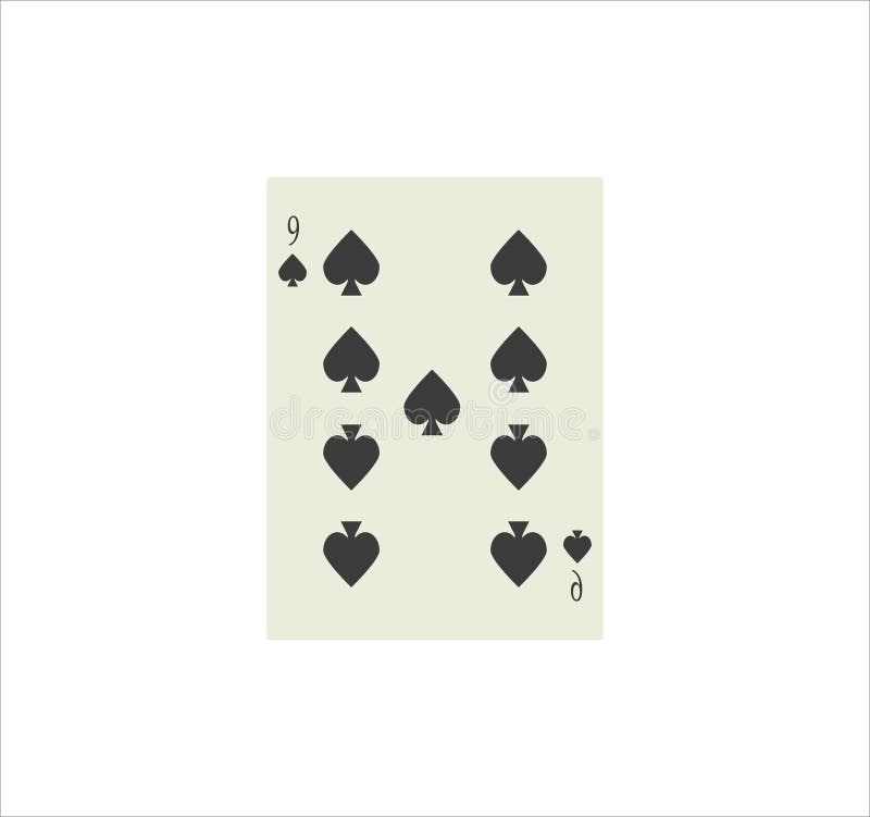 Illustration of nine of spades playing card isolated on a white background stock illustration