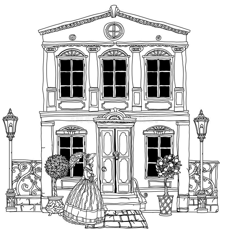 Illustration Noire Et Blanche D'une Maison Vecteur Illustration de