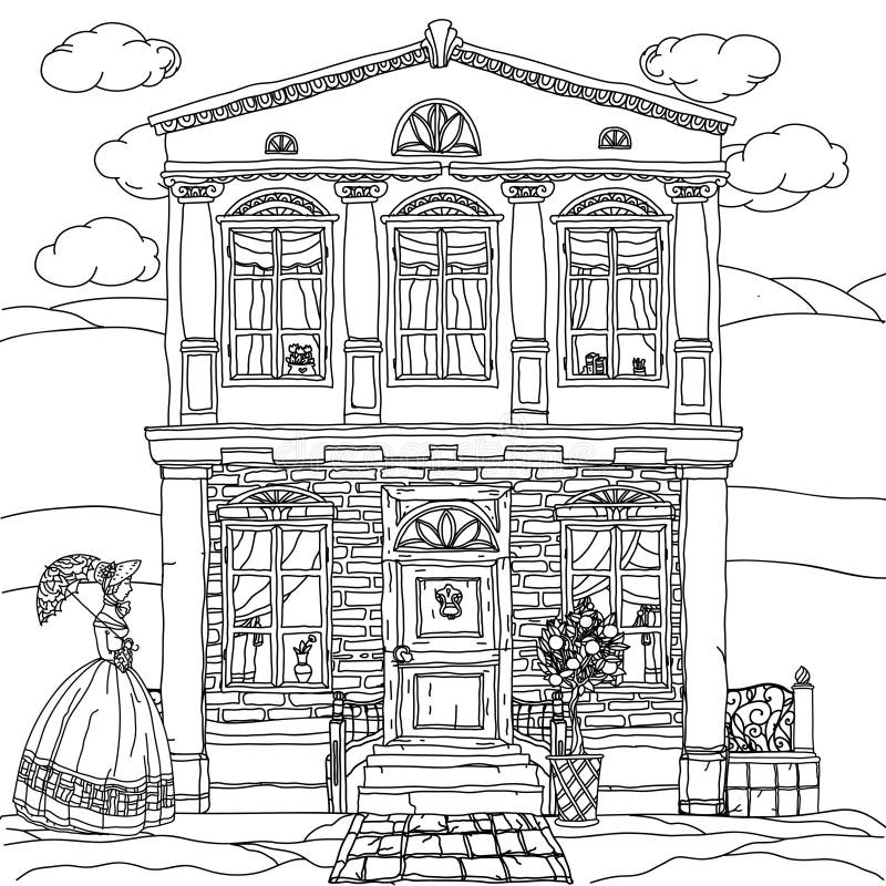 Illustration Noire Et Blanche D'une Maison Vecteur Illustration de