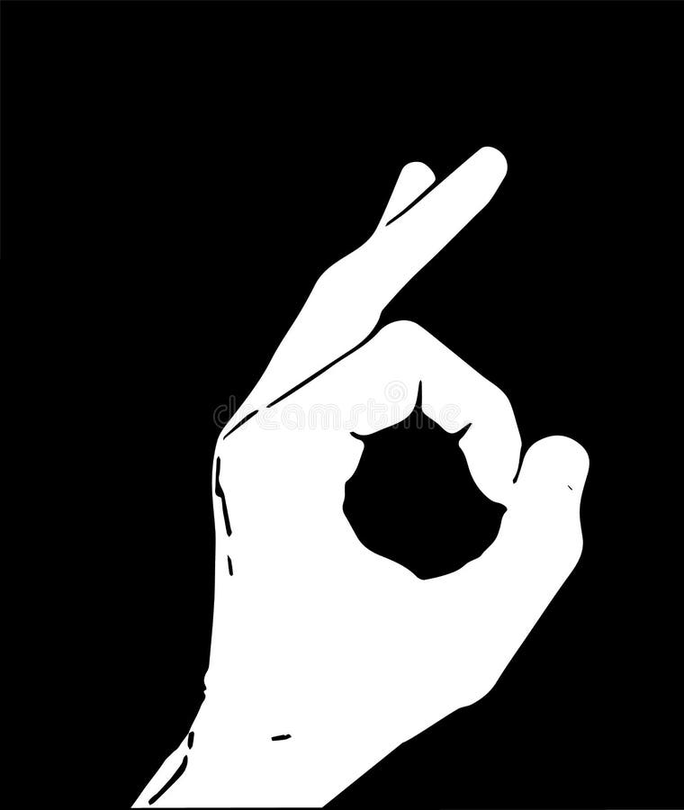 Illustration of OK gesture in vector on black background royalty free illustration Illustration of OK gesture in vector on black background royalty free illustration