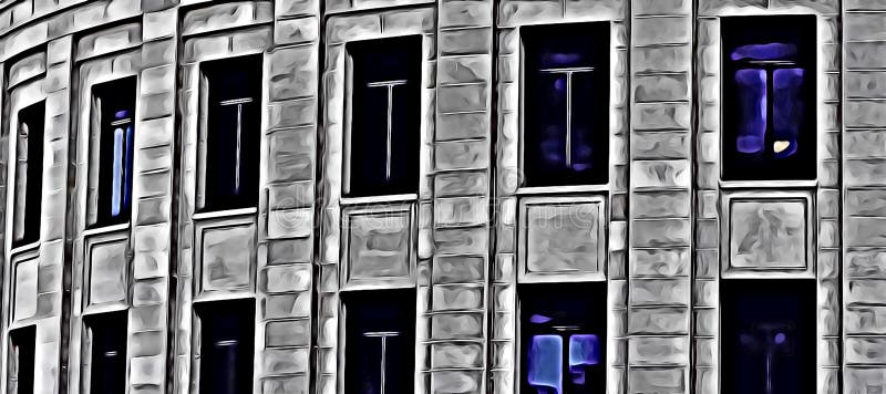 Illustration, Oklahoma State Judiciary Building, Dark Atmosphere vector illustration