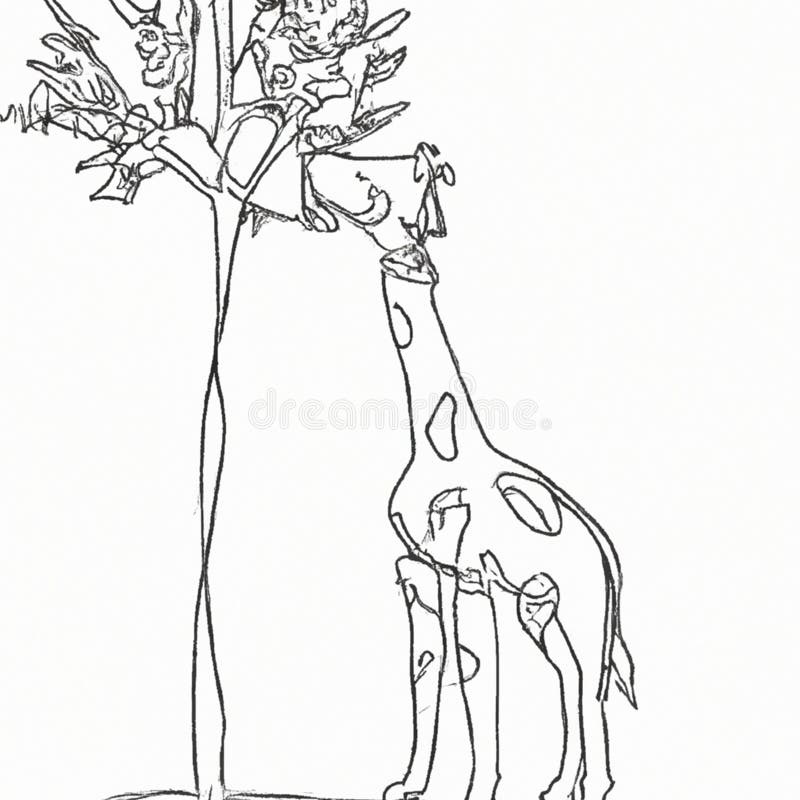 Doodle Drawing Illustrative Sketch of a Giraffe on a White Background