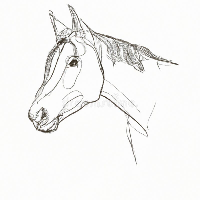 Doodle Drawing Illustrative Sketch of a Horse on a White Background