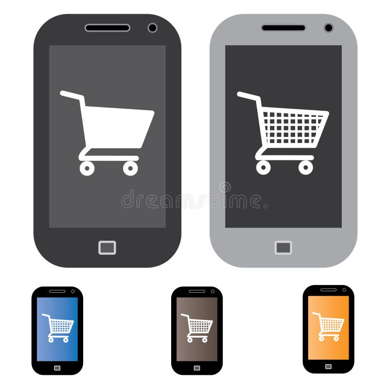 Illustration of online shopping using mobile/cell phone