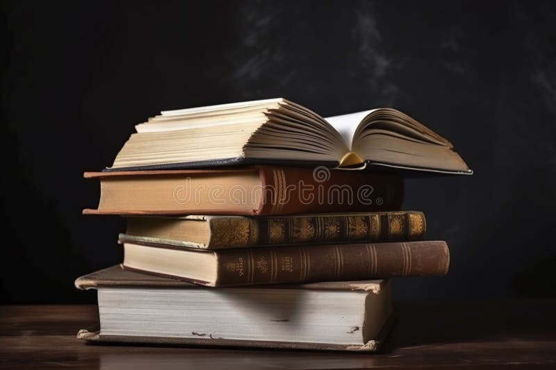 Illustration, open ancient books, generative ai vector illustration