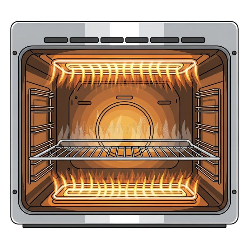 The front face has a digital design typical of modern kitchen stock illustration