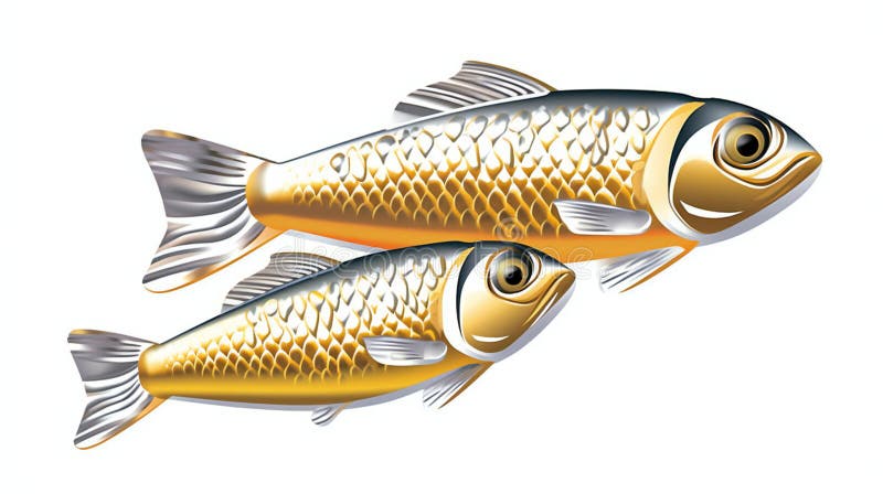 Illustration of a Pair of Fish Isolated on a White Background Stock