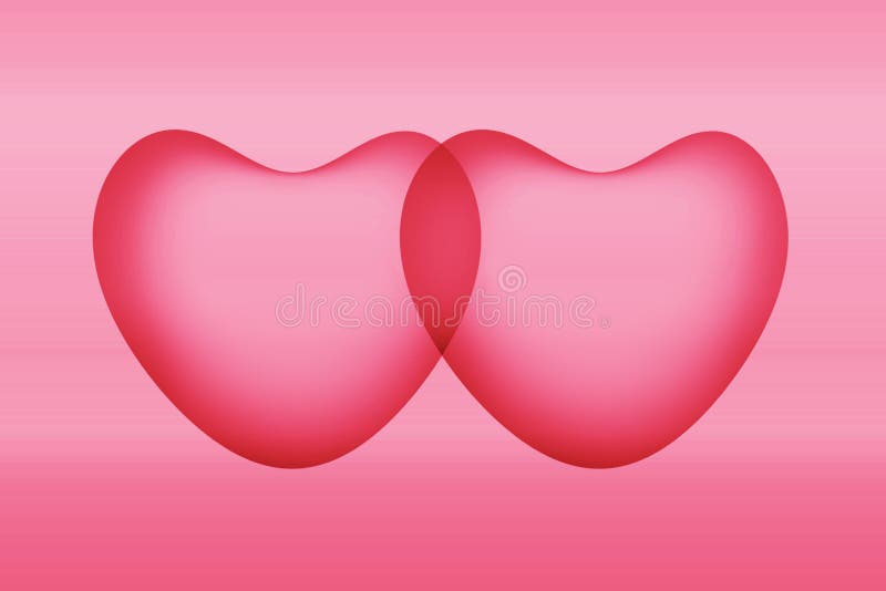Illustration of Pair of Red 3D Hearts on Gradient Pink Backdrop vector illustration