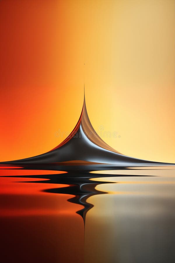 Illustration of Peak of Water Splash on Red and Golden Background Stock