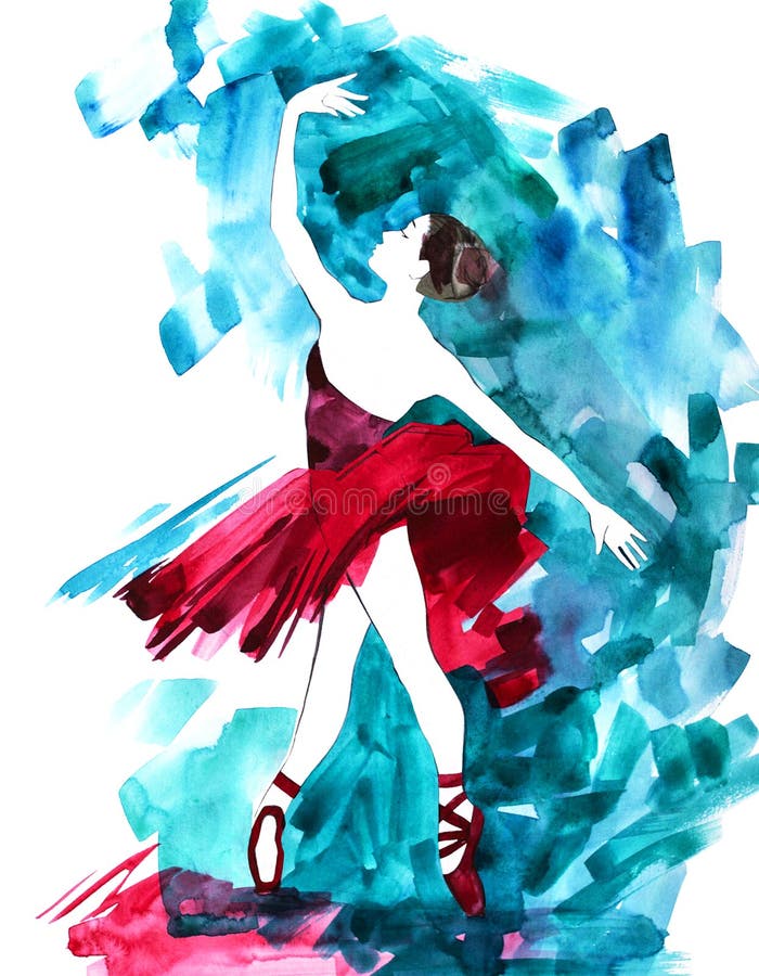 Illustration peinte à la main de danseur classique de ballerine d'aquarelle illustration stock Illustration peinte à la main de danseur classique de ballerine d'aquarelle illustration stock