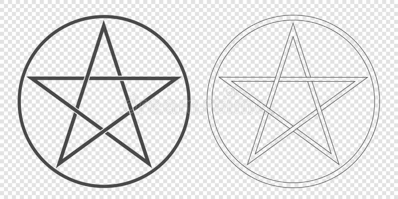 Illustration of a Pentagram, a five-pointed star in a circle. Esoteric or magic symbol of Occultism and Witchcraft. Isolated on