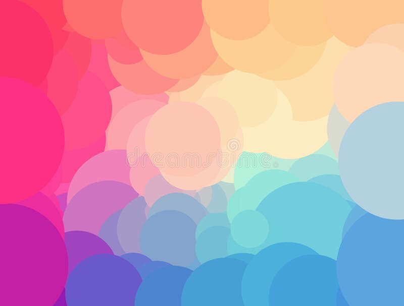 Illustration of Pink and Blue Translucent Circles Pattern Background