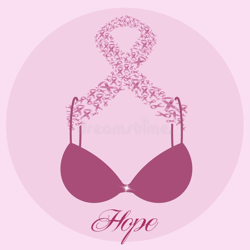 Breast cancer ribbon in bra Royalty Free Vector Image