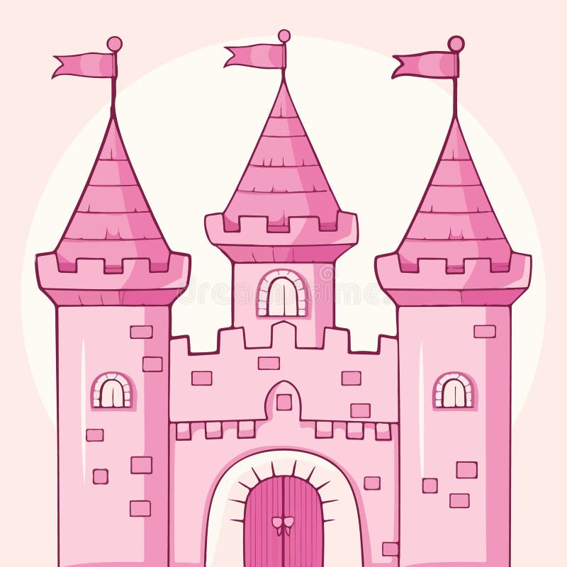 Illustration of a Pink Castle in a Vector Stock Vector Illustration