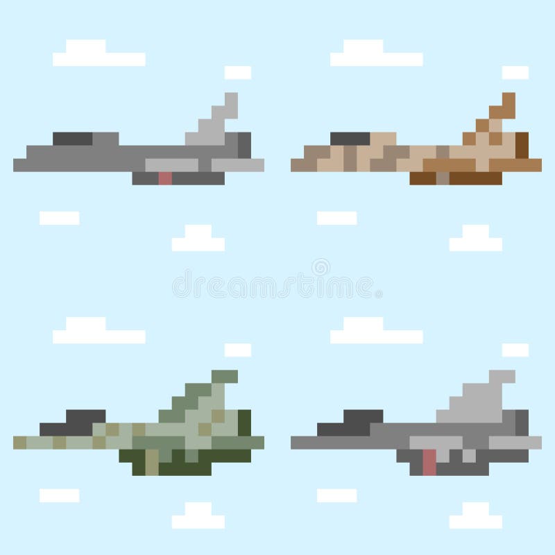 Illustration Pixel Art Airplane Stock Vector - Illustration of clouds
