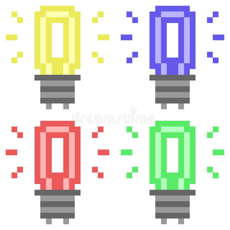 Illustration Pixel Art Light Bulb Stock Vector Illustration of bright
