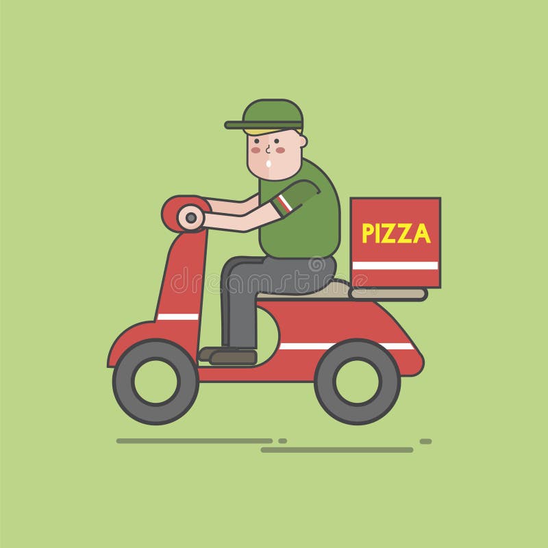 Illustration of Pizza Man Delivery Stock Illustration Illustration of