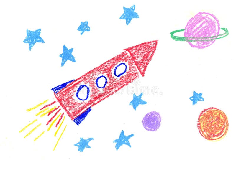 Illustration with planets and rocket