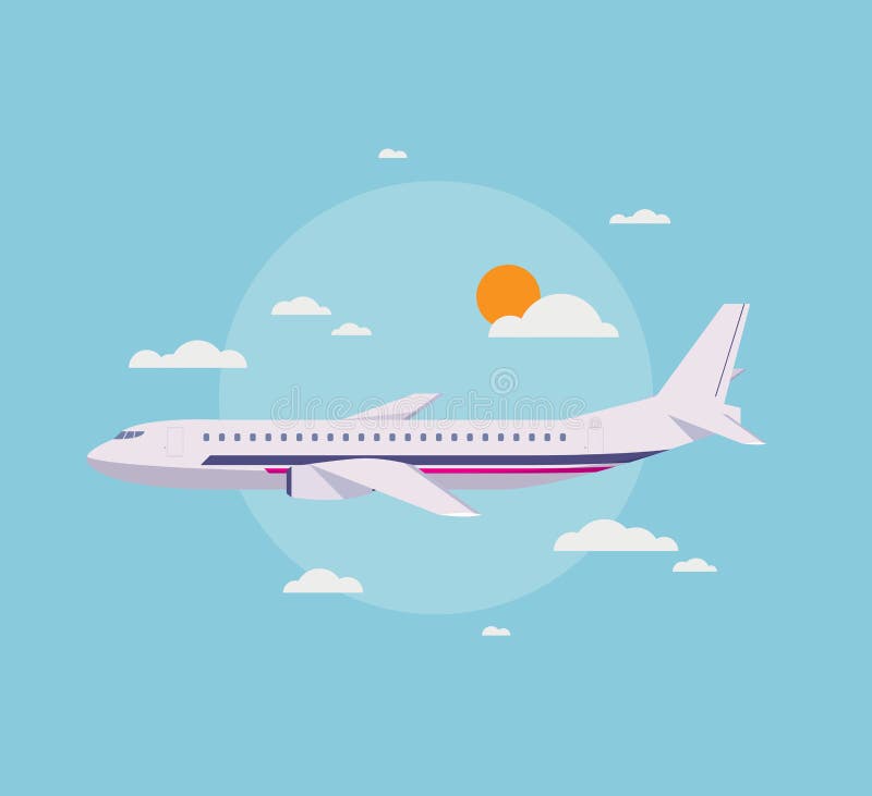 Illustration plate d'avion moderne dans le ciel illustration stock Illustration plate d'avion moderne dans le ciel illustration stock
