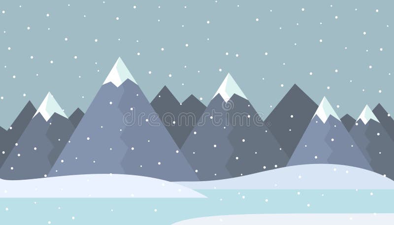Illustration plate de conception d'un paysage de montagne d'hiver avec pour illustration libre de droits Illustration plate de conception d'un paysage de montagne d'hiver avec pour illustration libre de droits