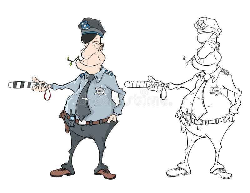 Illustration of Police Officer Coloring Book Stock Vector