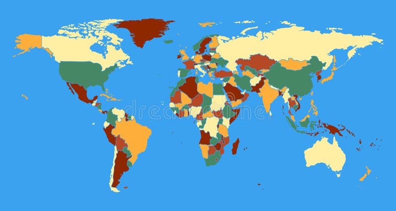 Illustration politique de vecteur de carte du monde illustration de vecteur Illustration politique de vecteur de carte du monde illustration de vecteur