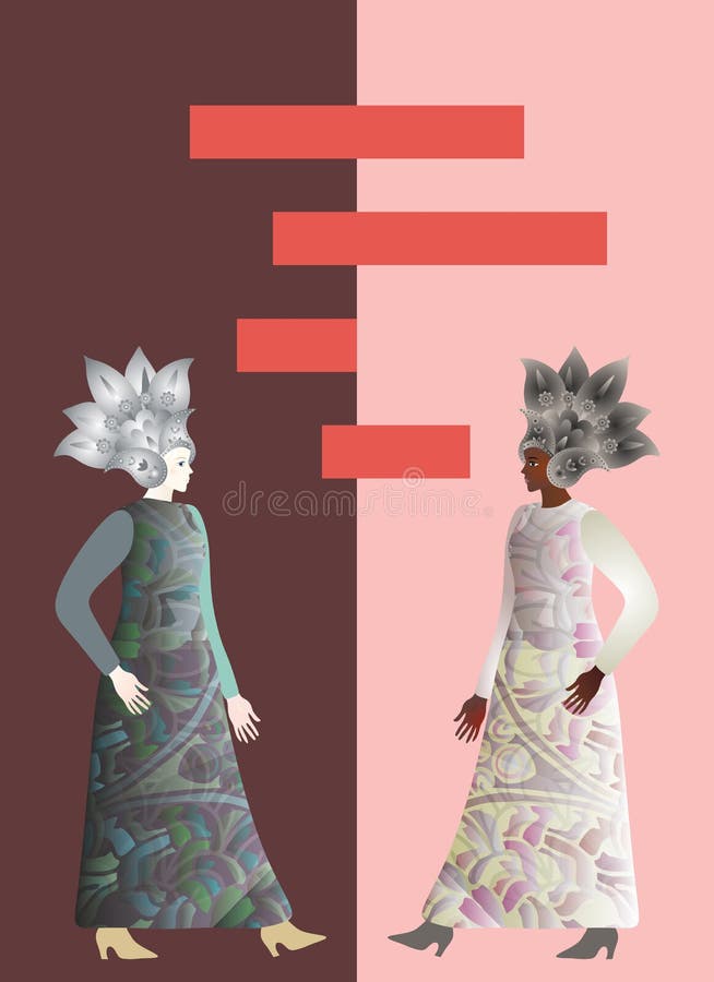 Illustration pour la couverture de livre Les filles africaines et européennes abstraites modèle sur le fond brun et rose illustration de vecteur Illustration pour la couverture de livre Les filles africaines et européennes abstraites modèle sur le fond brun et rose illustration de vecteur