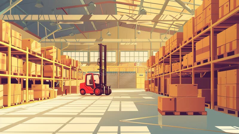 Organized Warehouse: Efficient Cargo Handling stock photo