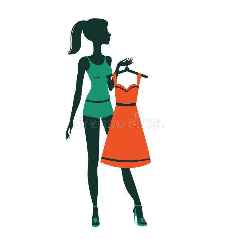 An Illustration of a Pretty Girl Getting Dressed Stock Vector ...