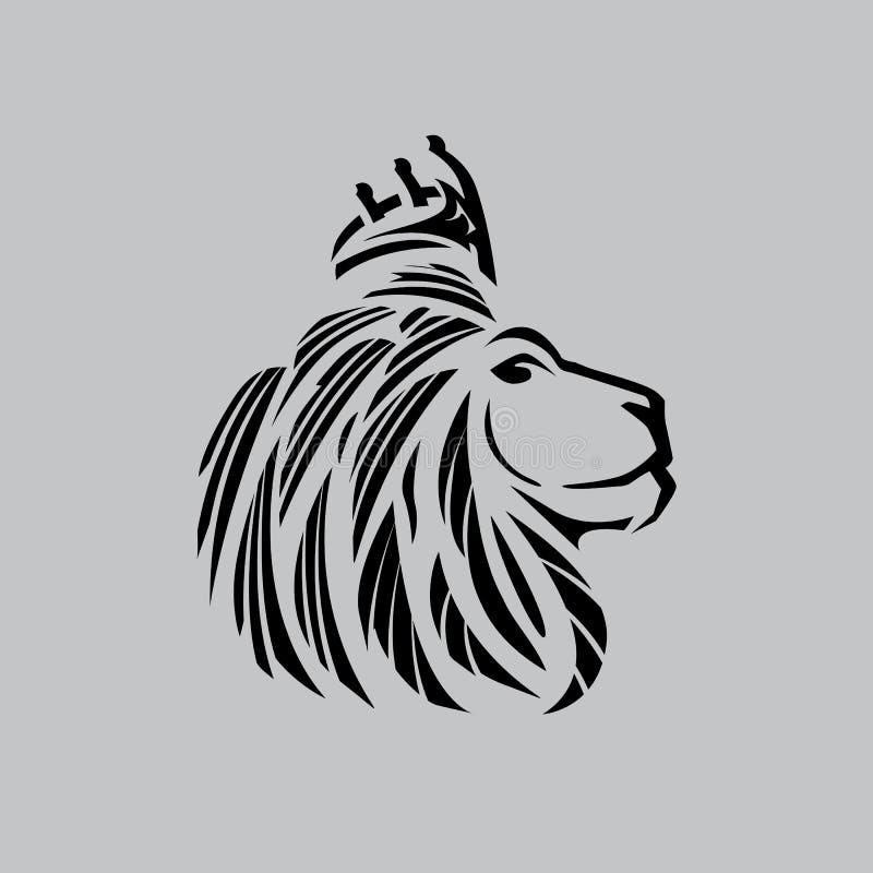 Illustration principale de lion avec des contours d'une couronne juste illustration stock Illustration principale de lion avec des contours d'une couronne juste illustration stock