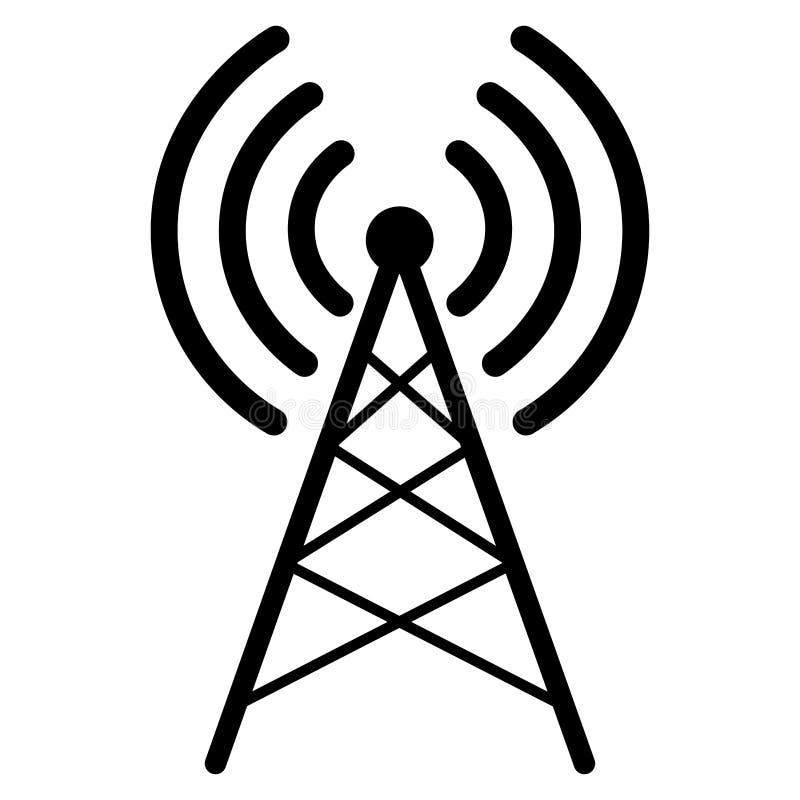 Frecuencia, antena, -, torre de radio, icono, vector, ilustración, negro,  señal, en, aislado, plano de fondo Clipart | k51597090 | Fotosearch
