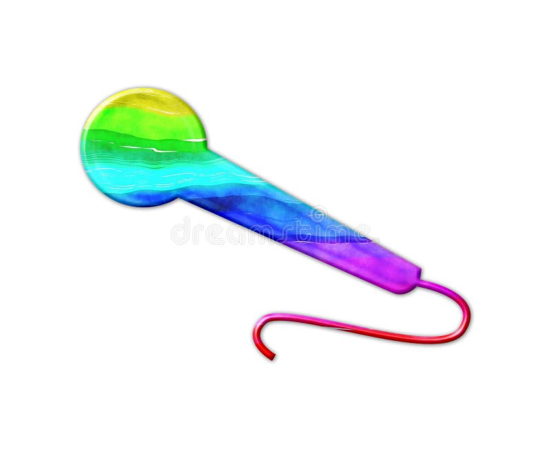 Colored Microphone Icon. Flat Cartoon Style. Isolated on White Background Stock Vector