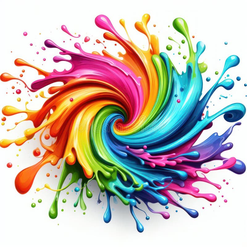 Illustration of rainbow paint splash and swirl on white vector illustration