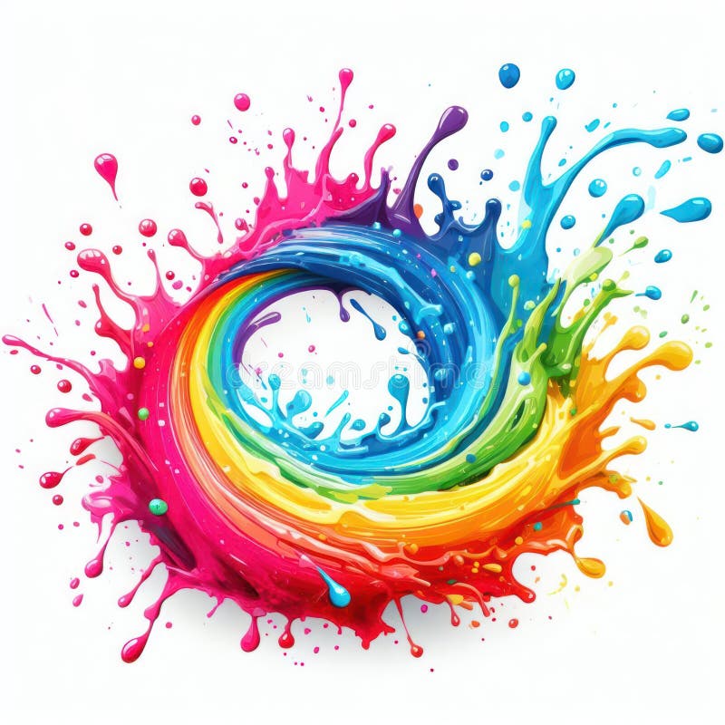Illustration of rainbow paint splash and swirl on white vector illustration