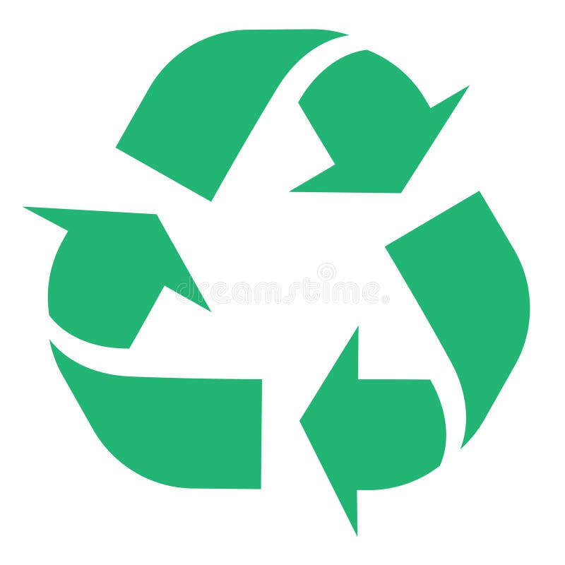 Illustration of recycle and zero waste symbol with green arrows in form of triangle isolated on white background. Eco royalty free illustration
