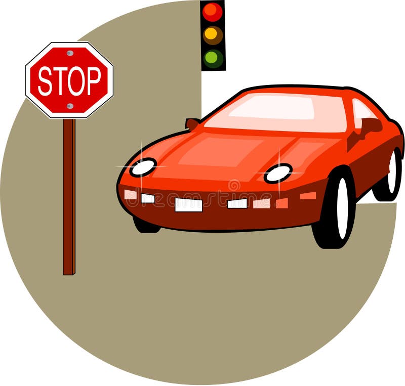 Illustration red car of circle